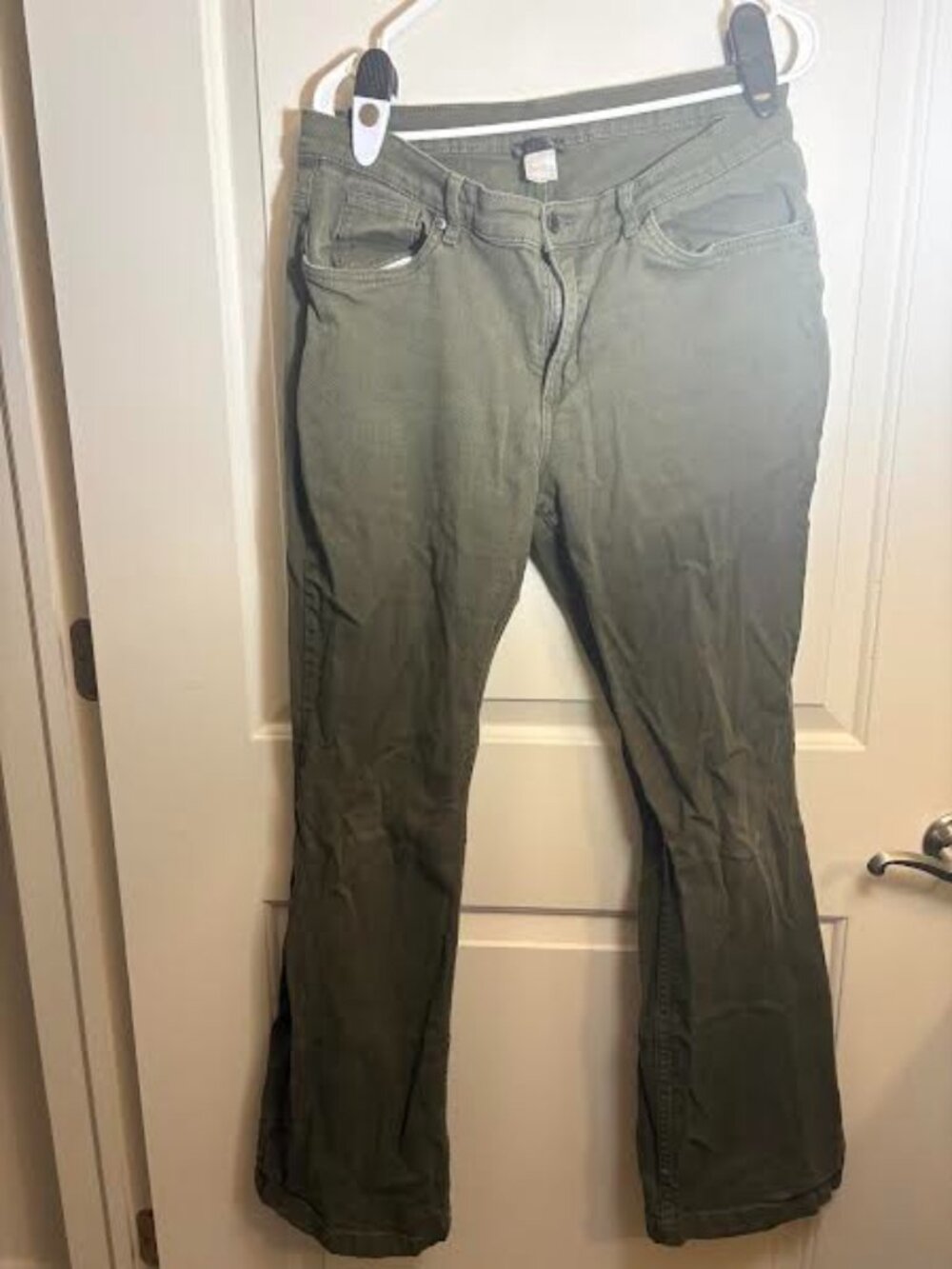 Olive Green Bootcut Stretch Pants